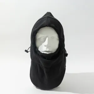 Pasamontañas negro de forro polar para invierno, máscara facial térmica antivento para esquiar.