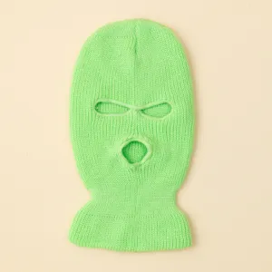 Balaclava de punto verde neón máscara de esquí invierno cálido a prueba de viento 3 agujeros