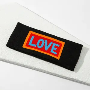 Cinta de pelo deportiva tejida con logo LOVE, banda absorbente de sudor para fitness yoga.