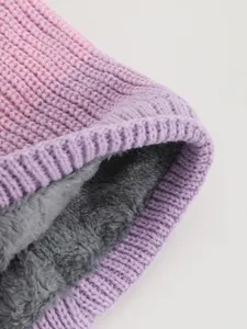 Cozy winter fleece-lined knitted neck warmer snood, thick thermal windproof scarf.