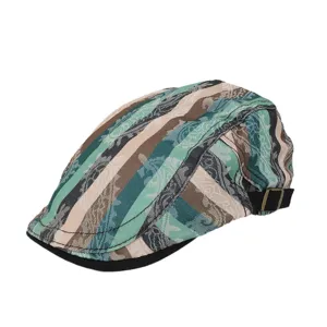 Casquette plate vintage rayée style anglais pour homme femme béret rétro printemps été