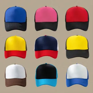 Unisex Colorblock Foam Mesh Baseball Cap Trucker Hat Summer Outdoor Sun Protection Adjustable Sports Hat