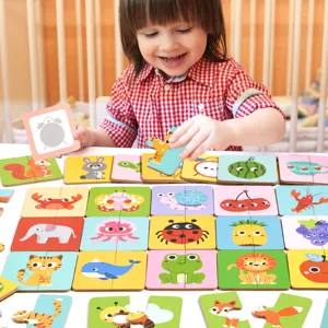 Kids shadow matching puzzle board game for early educational cognitive and focus training.