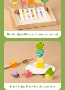 Montessori Holzperlen Sortier- und Stapelspielzeug-Set für die frühkindliche Bildung.