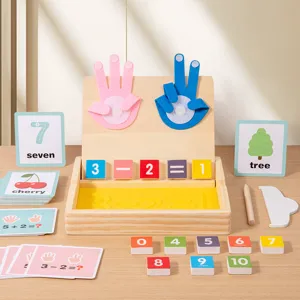 Giocattolo educativo in legno per bambini conteggio dita matematica flashcard set