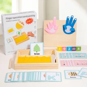Bambino legno dito conteggio giocattolo matematica educazione precoce puzzle set