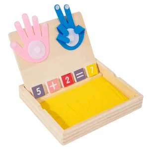 Giocattolo educativo di matematica in legno per bambini che contano mano strumento montessori