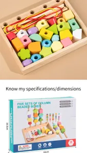Montessori Holzperlen Sortierbox Formsortierung Lernspielzeug für frühkindliche Bildung und Farben