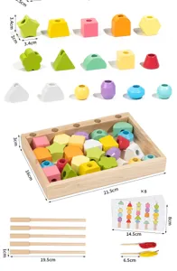 Montessori Holzperlen Sortierspiel und Steckspiel Formensortierer Lernspielzeug Kind