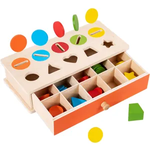Montessori Wooden Shape Sorter Toy Educational Drawer Box Sensory Learning Toys for Toddlers