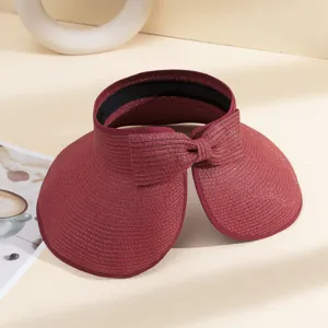 Femme pliable paille chapeau pare-soleil été extérieur vide haut grand bord chapeau plage