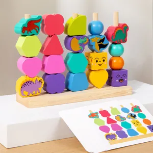 Hölzernes Formensortierspiel Montessori geometrisches Steckpuzzle Lernspielzeug für Kinder