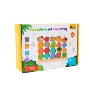 Kinder Holz Geometrie Form Sortierung Spule Perlen Schnüren Montessori Früherziehung Puzzle Box