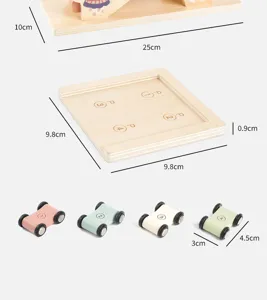 Wooden sliding car track toy for kids, smooth inertial multi-layer racing set size specs
