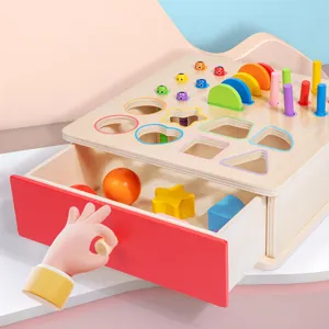 Montessori wooden shape sorter toy drawer color matching cognitive educational toy for toddlers