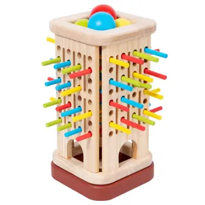 Holz Ziehstab Balance Turm Spiel, Kinder Lernspielzeug mit bunten Holzstäben für Fokus.