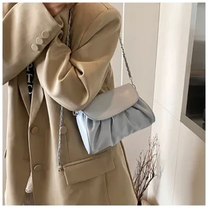 Vrouwen geplooide wolken schoudertas stijlvolle zachte lederen kleine tas met ketting