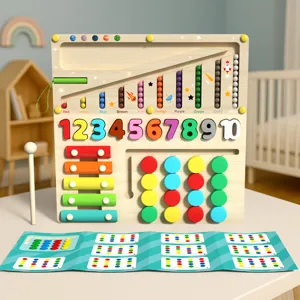 Bambini 4-in-1 Giocattolo Educativo in Legno Montessori Tavola Xilofono Gioco.