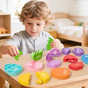 Kids wooden dinosaur egg matching puzzle 3D educational Montessori toy for color and number learning