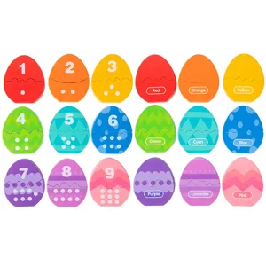 Kids Montessori early education matching egg toy with numbers, dots and color words.