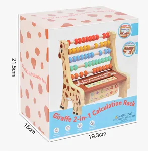 Wooden giraffe 2-in-1 calculation rack kids math toy educational abacus beads board.
