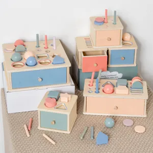 Montessori wooden sorting toy shape matching coin box early education puzzle for toddlers