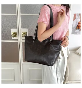 Donna grande capacità retrò casual spalla tote borsa, elegante versatile borsa da commutatore.