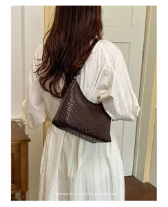 Borsa a spalla intrecciata stile coreano da donna, elegante borsa hobo minimalista per lavoro.