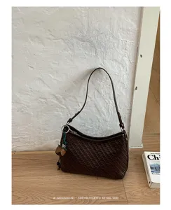 Borsa a tracolla intrecciata in stile retrò coreano hobo minimalista borsa casual