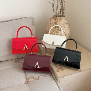Borsa Quadrata Piccola in Pelle PU da Donna Borsa a Tracolla con Catena di Tendenza Elegante Borsa a Patta Chic Con Chiusura in Metallo