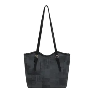 Women's Fashion Shoulder Tote Bag Large Capacity Casual Commuting Handbag Dark Grey