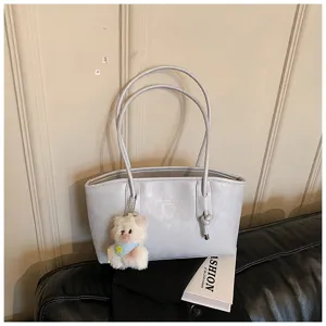 Vintage commute large capacity underarm bag, minimalist solid color fashion tote shoulder bag