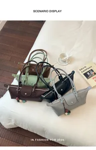 Classic minimalist PU leather shoulder bag elegant commuter axillary handbag for women