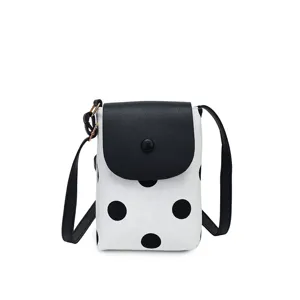 Chic black and white polka dot crossbody phone bag for women minimalist mini shoulder pouch