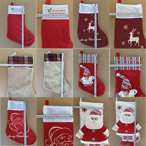 Chaussette de Noël sachet cadeau suspension cheminée décoration festive détail taille