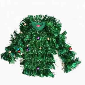 Weihnachtsbaum Kostüm grüne Lametta hässlicher Pullover lustige Party Bühne Kleidung