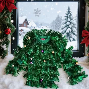 Weihnachtsbaum Lametta Pullover Kostüm Neuheit Party Cosplay Bühnenkleidung Kleidung Detail.