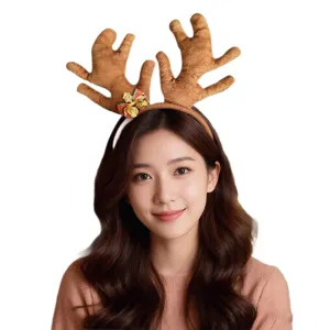Serre-tête bois de renne de Noël, accessoire de coiffure mignon pour fête et accessoires photo.