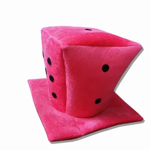 Sombrero de copa de dado de felpa rosa divertido tocado de disfraz para fiesta.