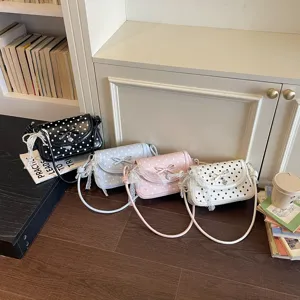 Women Cute Polka Dot Shoulder Crossbody Bag Sweet Bow PU Leather Handbag Casual Commuting Underarm Bag