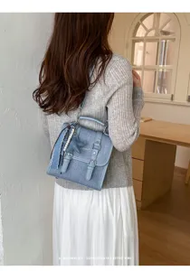 Sac à dos en jean pour femme vintage sac bandoulière décontracté avec un joli pendentif