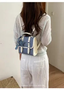Mini sac à dos en jean pour femme élégant rétro sac de jour sac bandoulière décontracté