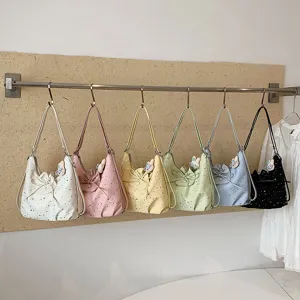 Grand Sac Cabas Imprimé Étoile Femme Décoration Nœud Sac de Commutation Sac Bandoulière Polyvalent Cuir Synthétique