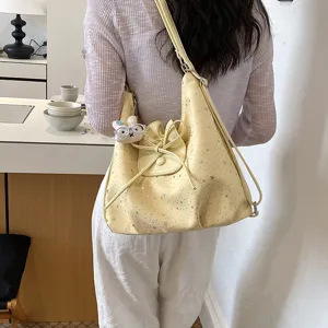 2026 Nouveau Grand Cabas Imprime Etoile Femme Decoration Noeud Sac Bandouliere