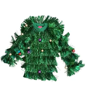 Lustiges Weihnachtsbaum Kostüm Hässlicher Pullover Party Cosplay Outfit Grün Neu.