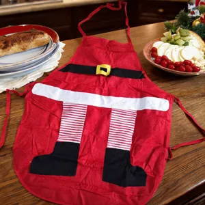 Christmas Santa Claus apron kitchen cooking festive party holiday decoration red fabric