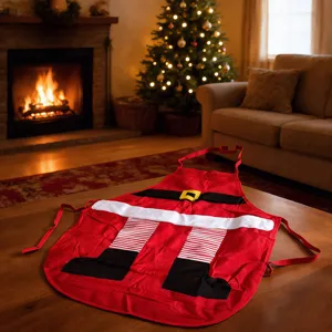 Christmas Santa Claus themed apron holiday kitchen cooking baking festive decorative apron.