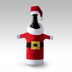 Kerst mini kerstmuts wijnfles hoes feestelijke rode wijn fles decoratie voor feest.