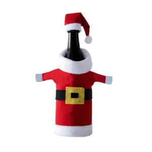 Kerstwijnfleshoes schattige Kerstman outfit rode feestelijke vakantie eettafel decoratie