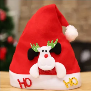 Bonnet de Noël en peluche renne chapeau rouge festif pour décoration de fête de fin d'année
